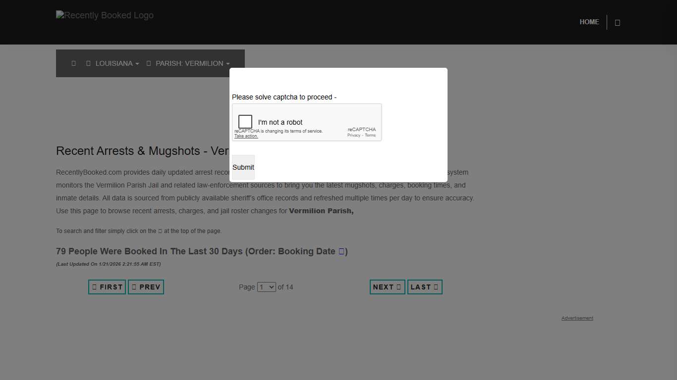 Vermilion Parish, Louisiana Mugshots | RecentlyBooked.com